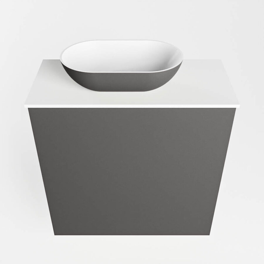 MONDIAZ FOWY toiletmeubel 50cm kleur dark grey. Waskom positie links kleur dark grey | talc. Met 1 kraangat - Afbeelding 5