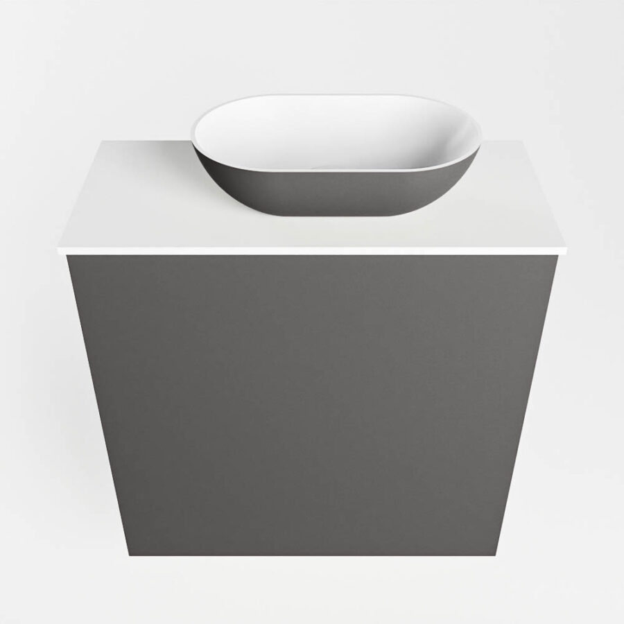 MONDIAZ FOWY toiletmeubel 50cm kleur dark grey. Waskom positie rechts kleur dark grey | talc. Met 1 kraangat - Afbeelding 5