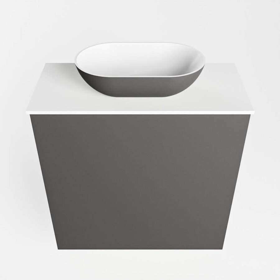 MONDIAZ FOWY toiletmeubel 50cm kleur dark grey. Waskom positie midden kleur dark grey | talc. Zonder kraangat - Afbeelding 5
