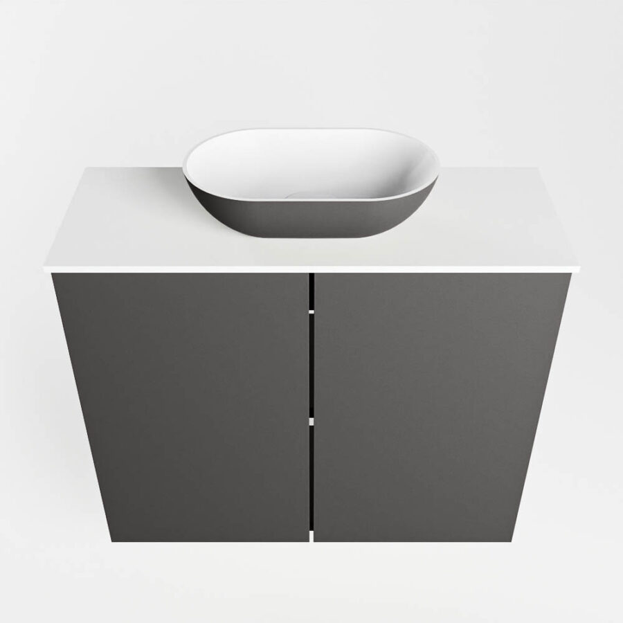 MONDIAZ FOWY toiletmeubel 60cm kleur dark grey. Waskom positie midden kleur dark grey | talc. Zonder kraangat - Afbeelding 5