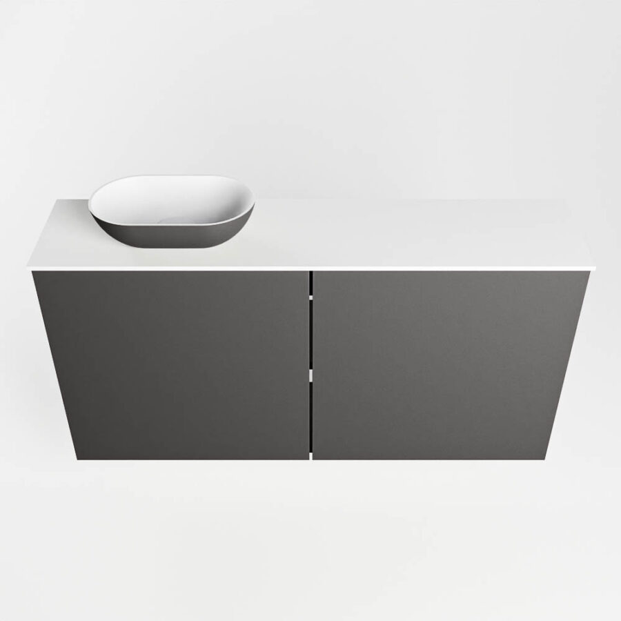 MONDIAZ FOWY toiletmeubel 100cm kleur dark grey. Waskom positie links kleur dark grey | talc. Met 1 kraangat - Afbeelding 5