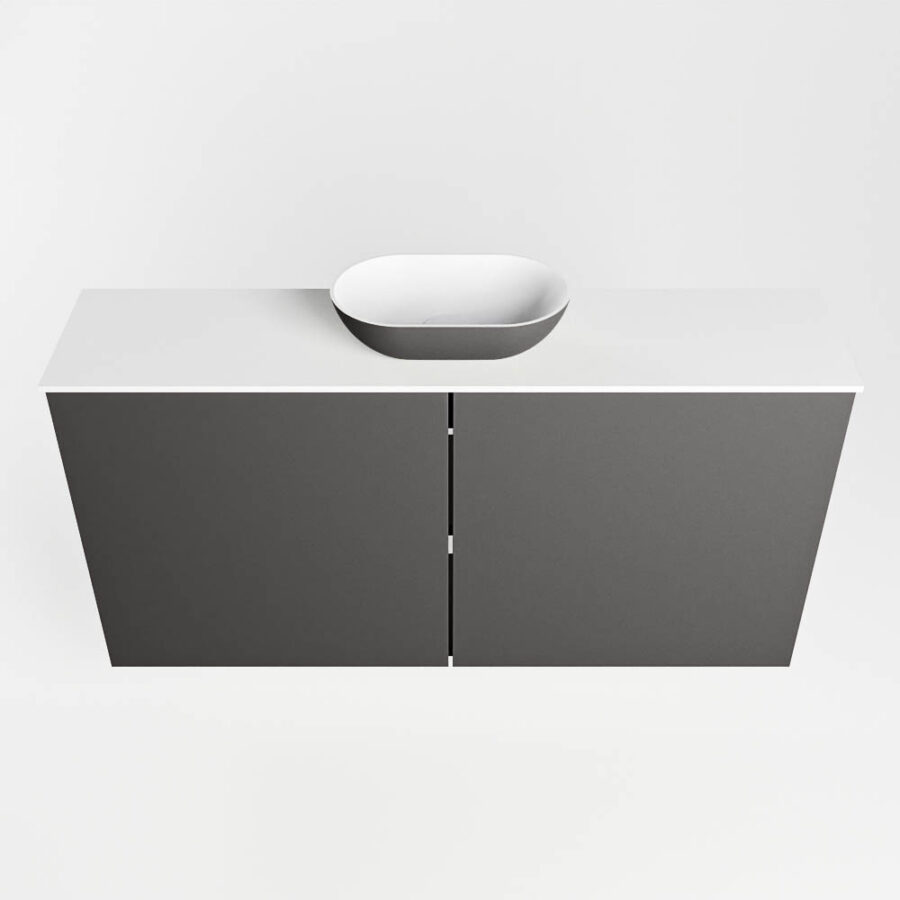 MONDIAZ FOWY toiletmeubel 100cm kleur dark grey. Waskom positie midden kleur dark grey | talc. Zonder kraangat - Afbeelding 5