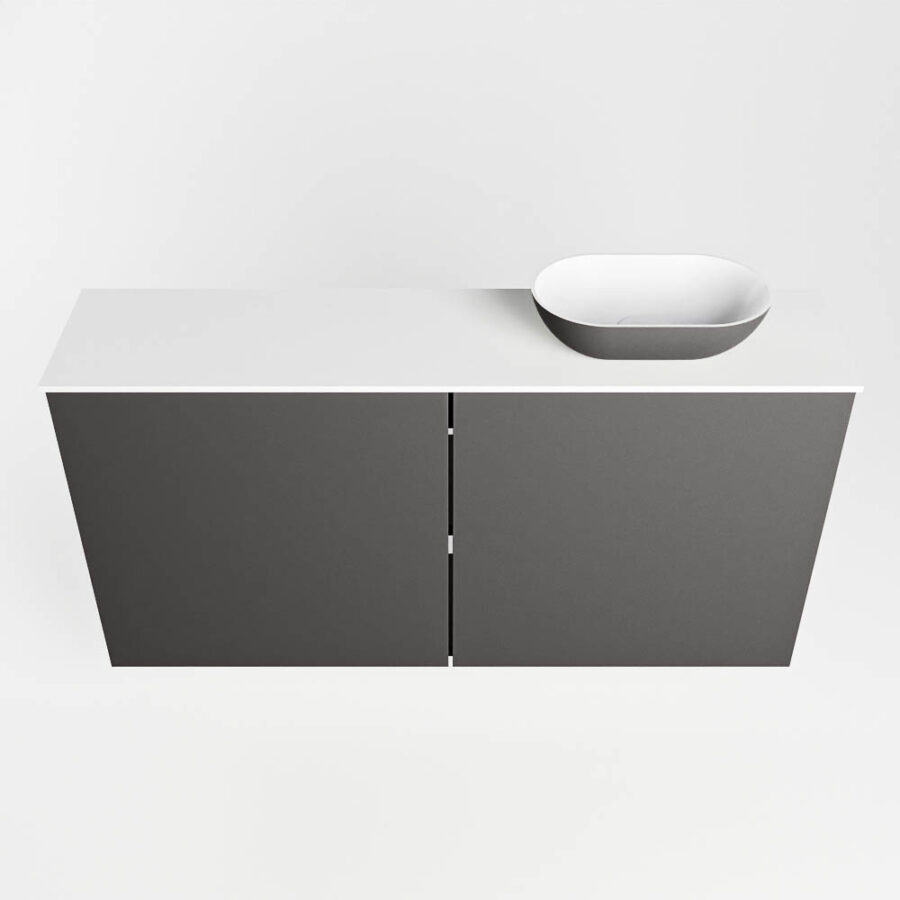 MONDIAZ FOWY toiletmeubel 100cm kleur dark grey. Waskom positie rechts kleur dark grey | talc. Zonder kraangat - Afbeelding 5