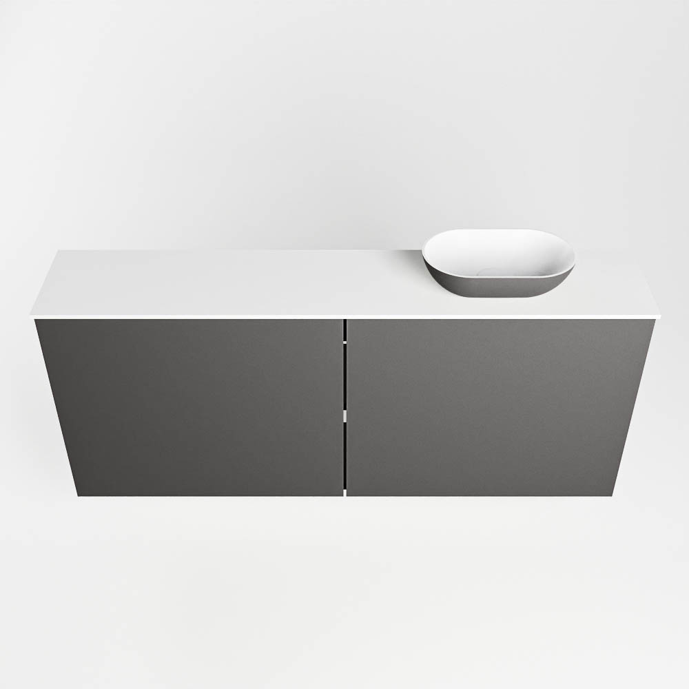 MONDIAZ FOWY toiletmeubel 120cm kleur dark grey. Waskom positie rechts kleur dark grey | talc. Zonder kraangat - Afbeelding 5