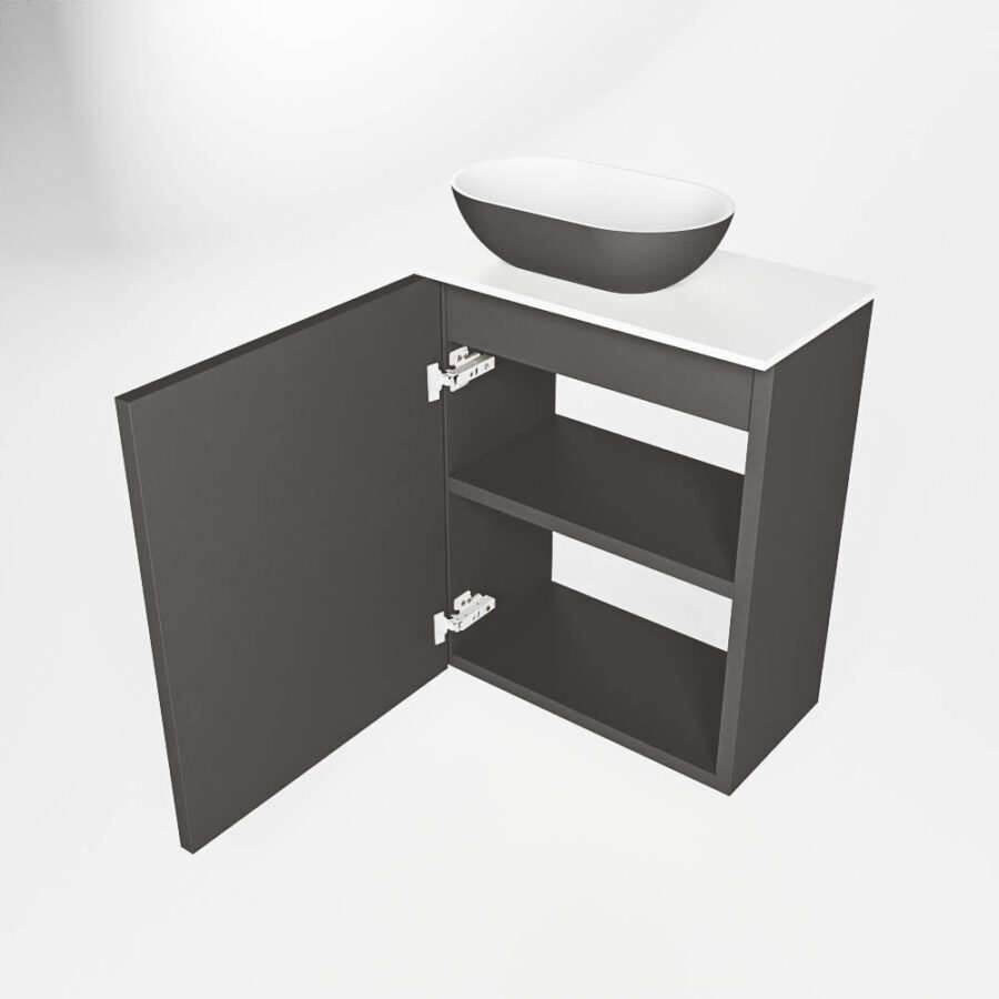 MONDIAZ FOWY toiletmeubel 40cm kleur dark grey. Waskom positie links kleur dark grey | talc. Met 1 kraangat - Afbeelding 6