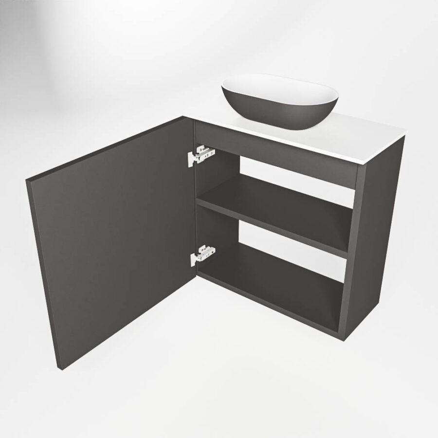 MONDIAZ FOWY toiletmeubel 50cm kleur dark grey. Waskom positie links kleur dark grey | talc. Met 1 kraangat - Afbeelding 6