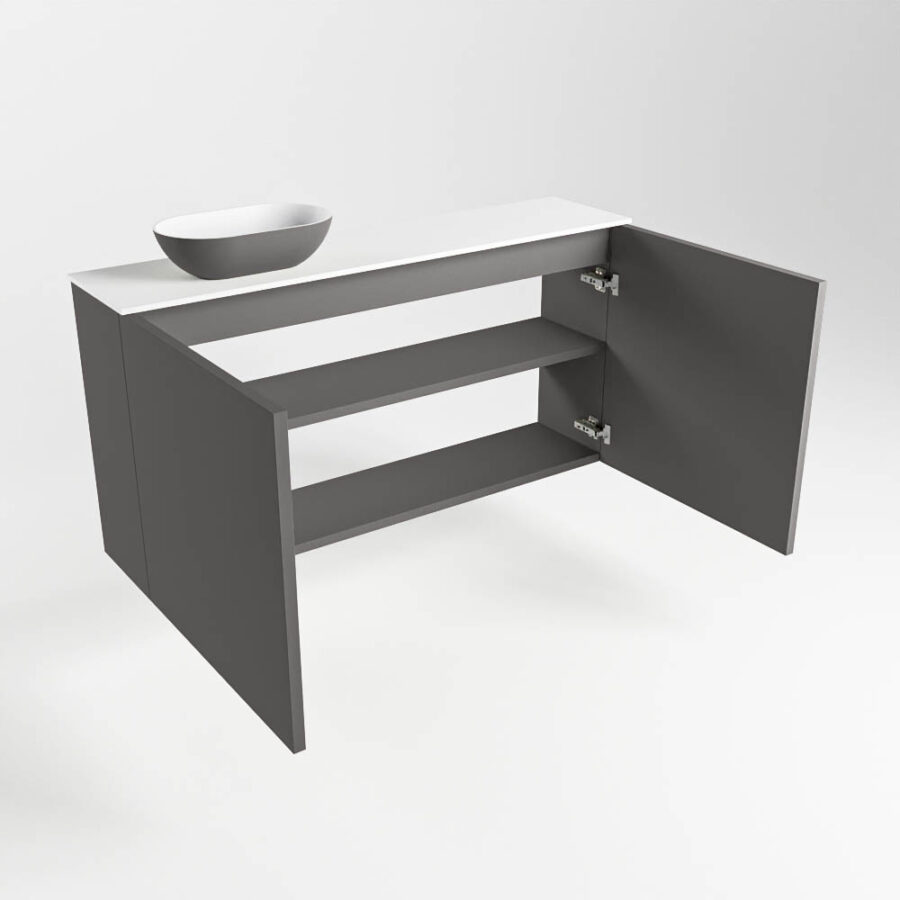 MONDIAZ FOWY toiletmeubel 100cm kleur dark grey. Waskom positie links kleur dark grey | talc. Met 1 kraangat - Afbeelding 6