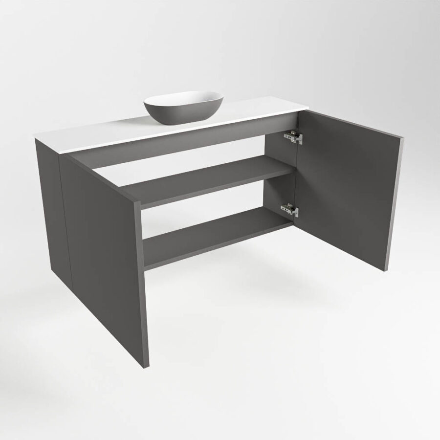 MONDIAZ FOWY toiletmeubel 100cm kleur dark grey. Waskom positie midden kleur dark grey | talc. Zonder kraangat - Afbeelding 6