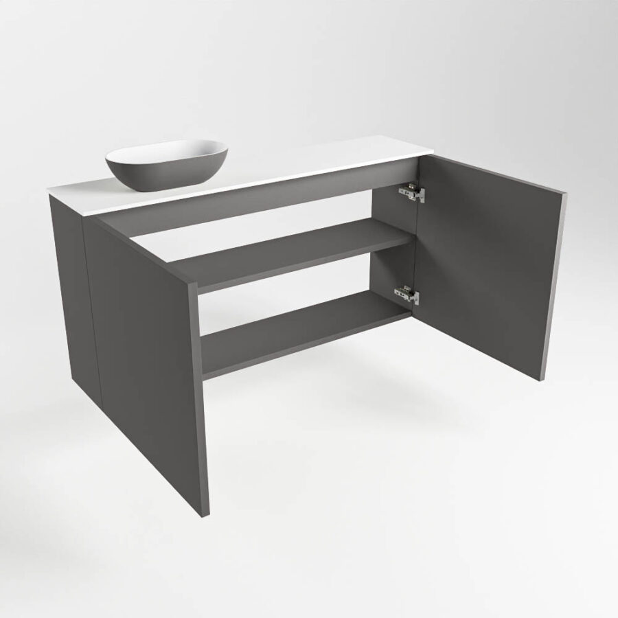 MONDIAZ FOWY toiletmeubel 100cm kleur dark grey. Waskom positie links kleur dark grey | talc. Zonder kraangat - Afbeelding 6