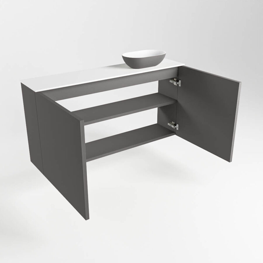 MONDIAZ FOWY toiletmeubel 100cm kleur dark grey. Waskom positie rechts kleur dark grey | talc. Zonder kraangat - Afbeelding 6