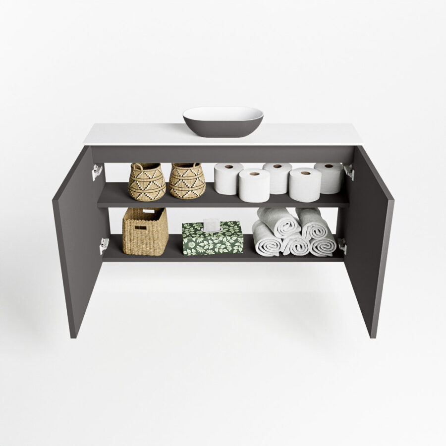 MONDIAZ FOWY toiletmeubel 100cm kleur dark grey. Waskom positie midden kleur dark grey | talc. Zonder kraangat - Afbeelding 8