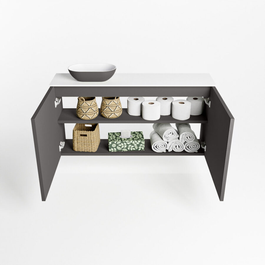 MONDIAZ FOWY toiletmeubel 100cm kleur dark grey. Waskom positie links kleur dark grey | talc. Zonder kraangat - Afbeelding 8