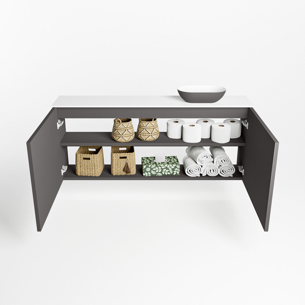MONDIAZ FOWY toiletmeubel 120cm kleur dark grey. Waskom positie rechts kleur dark grey | talc. Zonder kraangat - Afbeelding 8