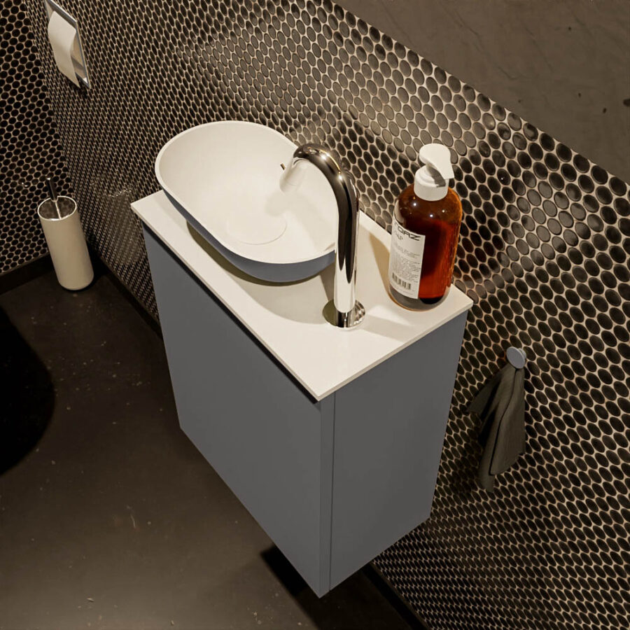 MONDIAZ FOWY toiletmeubel 40cm kleur dark grey. Waskom positie links kleur dark grey | talc. Met 1 kraangat - Afbeelding 3