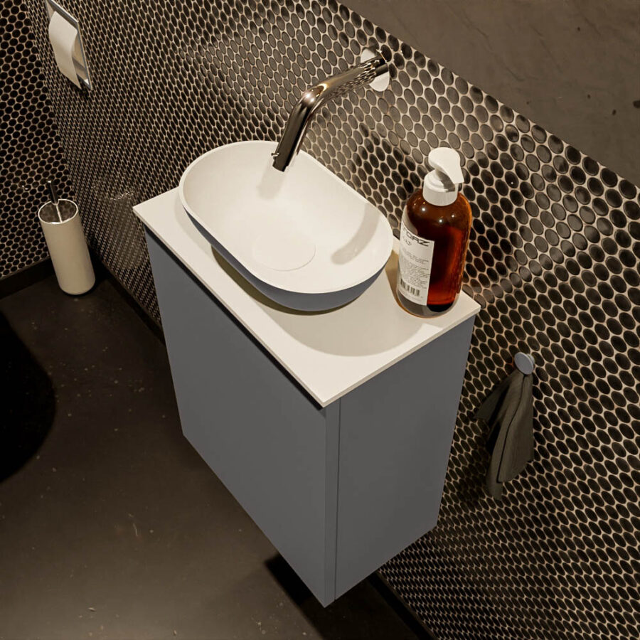 MONDIAZ FOWY toiletmeubel 40cm kleur dark grey. Waskom positie midden kleur dark grey | talc. Zonder kraangat - Afbeelding 3