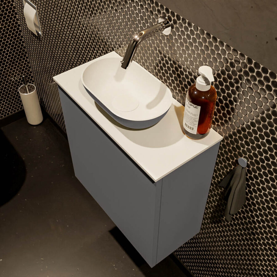 MONDIAZ FOWY toiletmeubel 50cm kleur dark grey. Waskom positie midden kleur dark grey | talc. Zonder kraangat - Afbeelding 3