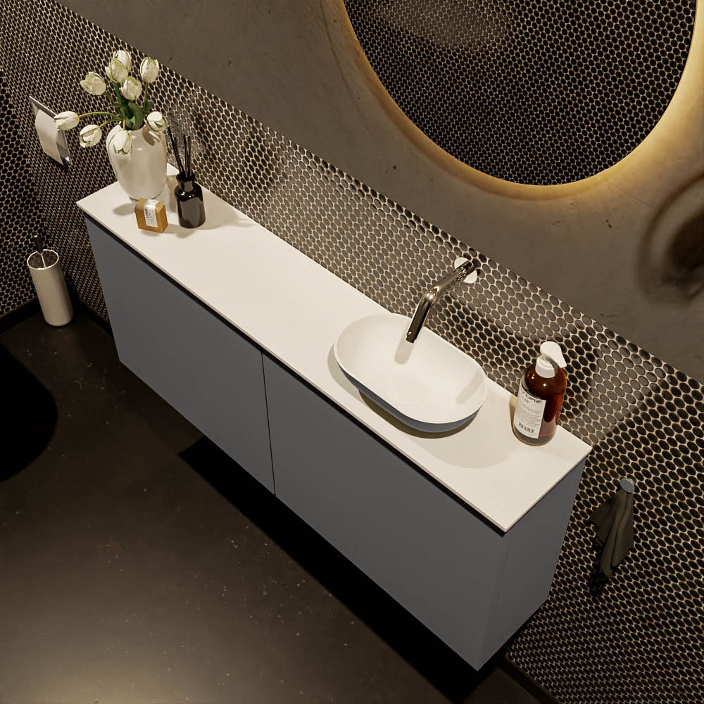 MONDIAZ FOWY toiletmeubel 120cm kleur dark grey. Waskom positie rechts kleur dark grey | talc. Zonder kraangat - Afbeelding 3