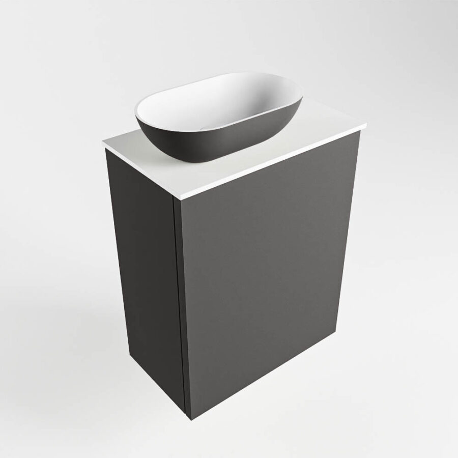 MONDIAZ FOWY toiletmeubel 40cm kleur dark grey. Waskom positie links kleur dark grey | talc. Met 1 kraangat - Afbeelding 4