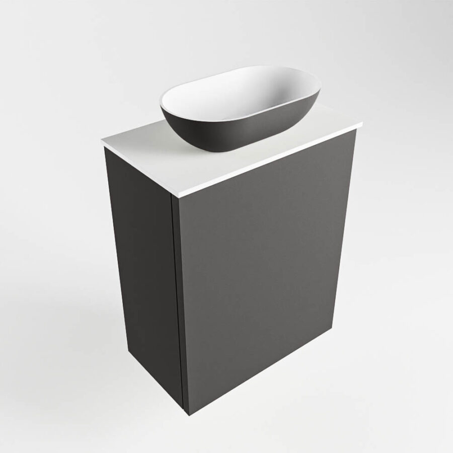 MONDIAZ FOWY toiletmeubel 40cm kleur dark grey. Waskom positie midden kleur dark grey | talc. Zonder kraangat - Afbeelding 4