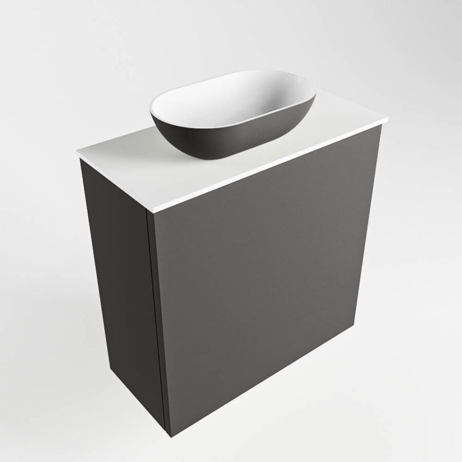 MONDIAZ FOWY toiletmeubel 50cm kleur dark grey. Waskom positie links kleur dark grey | talc. Met 1 kraangat - Afbeelding 4
