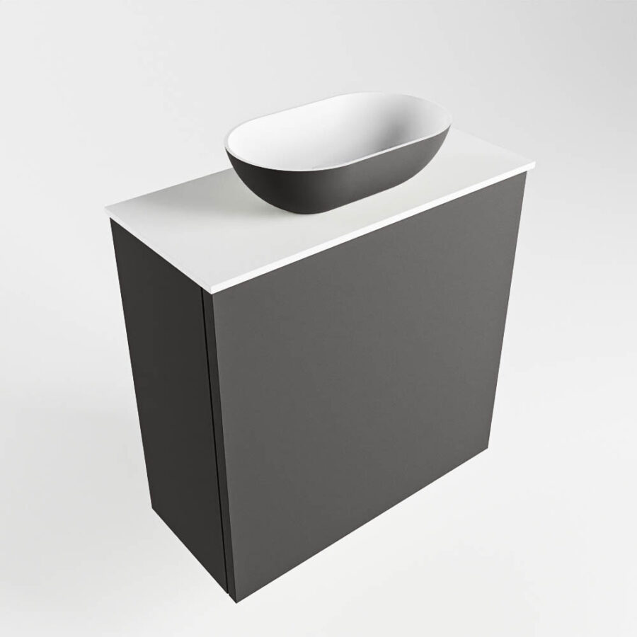 MONDIAZ FOWY toiletmeubel 50cm kleur dark grey. Waskom positie midden kleur dark grey | talc. Zonder kraangat - Afbeelding 4