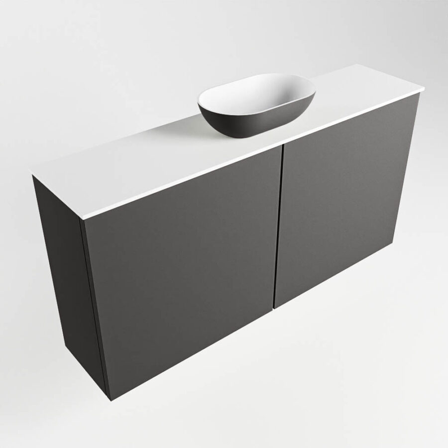 MONDIAZ FOWY toiletmeubel 100cm kleur dark grey. Waskom positie midden kleur dark grey | talc. Met 1 kraangat - Afbeelding 4