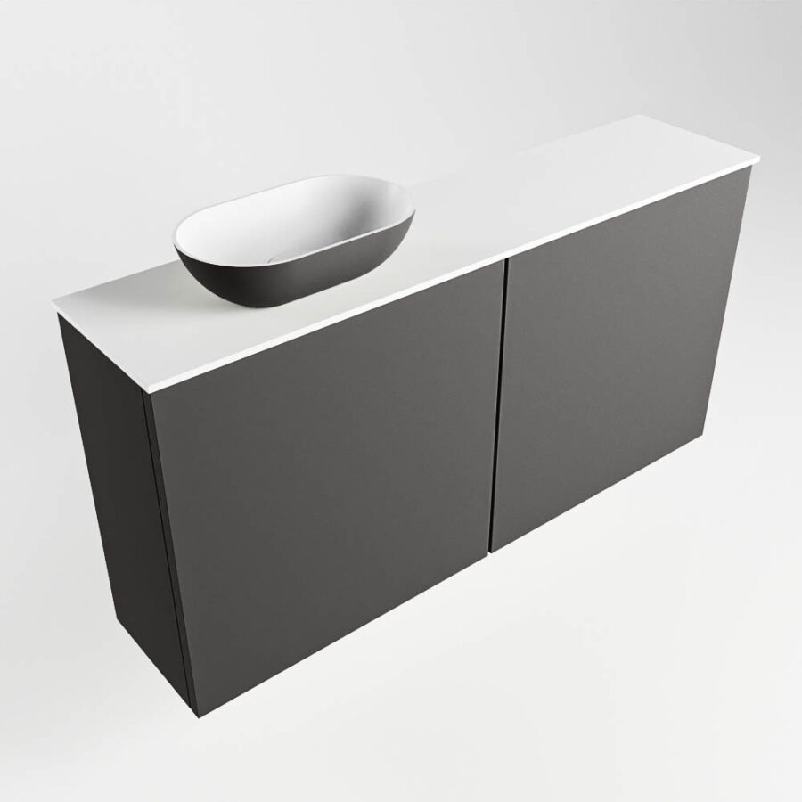 MONDIAZ FOWY toiletmeubel 100cm kleur dark grey. Waskom positie links kleur dark grey | talc. Met 1 kraangat - Afbeelding 4