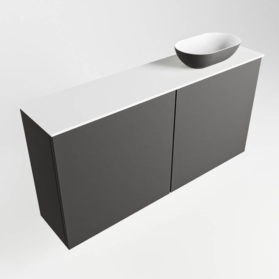 MONDIAZ FOWY toiletmeubel 100cm kleur dark grey. Waskom positie rechts kleur dark grey | talc. Met 1 kraangat - Afbeelding 4