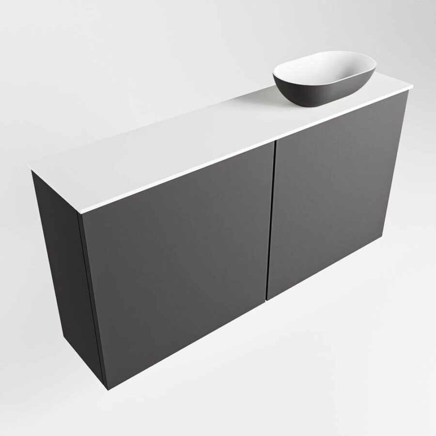 MONDIAZ FOWY toiletmeubel 100cm kleur dark grey. Waskom positie rechts kleur dark grey | talc. Zonder kraangat - Afbeelding 4