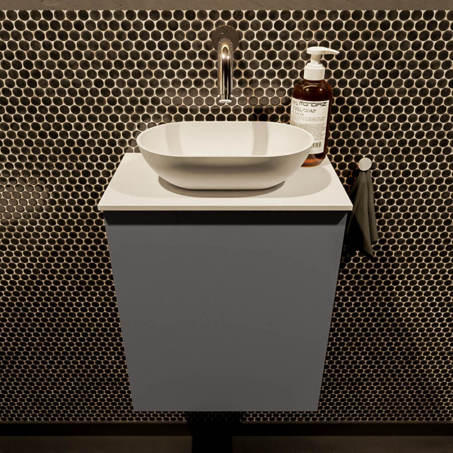 MONDIAZ FOWY toiletmeubel 40cm kleur dark grey. Waskom positie midden kleur talc | talc. Zonder kraangat - Afbeelding 2