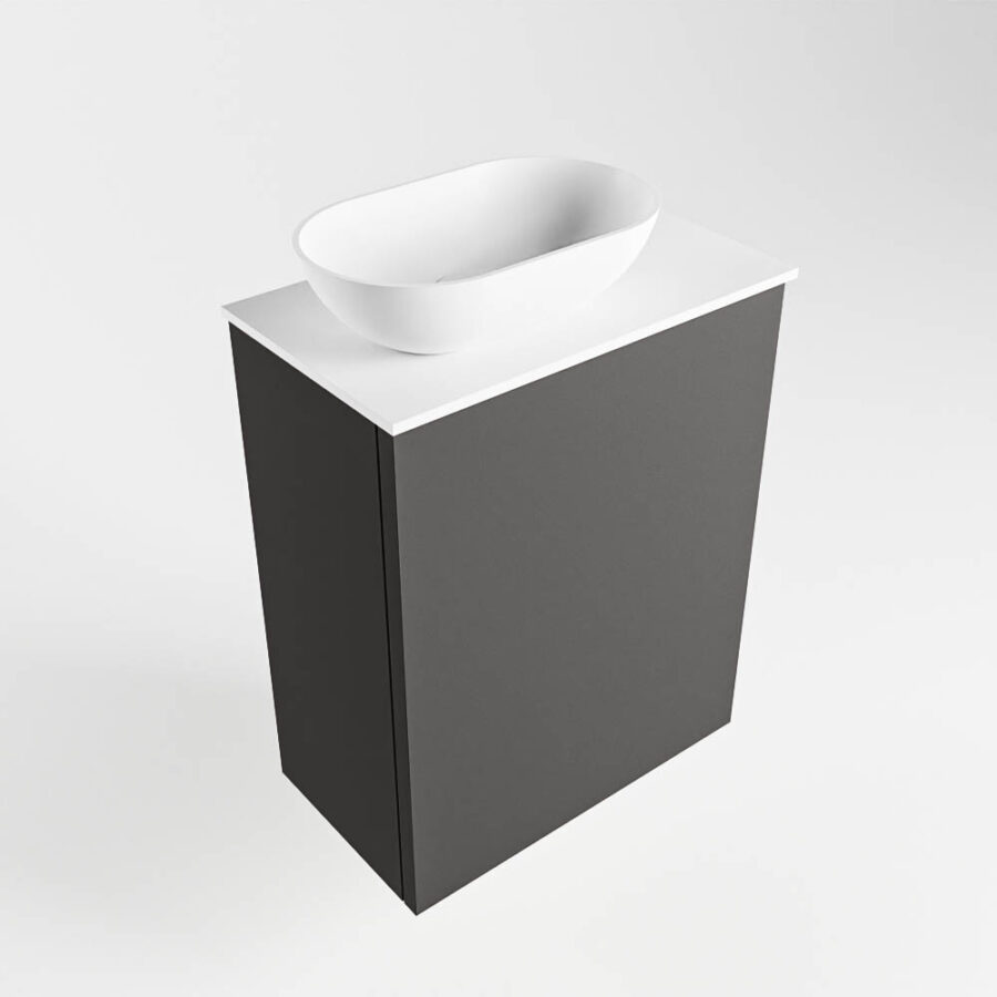 MONDIAZ FOWY toiletmeubel 40cm kleur dark grey. Waskom positie links kleur talc | talc. Met 1 kraangat - Afbeelding 4