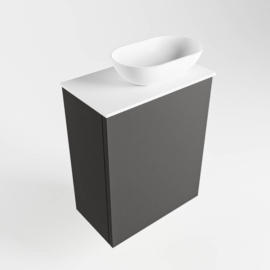 MONDIAZ FOWY toiletmeubel 40cm kleur dark grey. Waskom positie rechts kleur talc | talc. Met 1 kraangat - Afbeelding 4