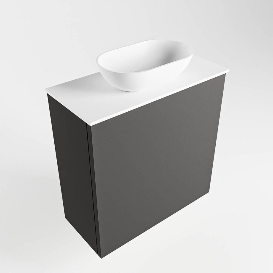 MONDIAZ FOWY toiletmeubel 50cm kleur dark grey. Waskom positie midden kleur talc | talc. Zonder kraangat - Afbeelding 4