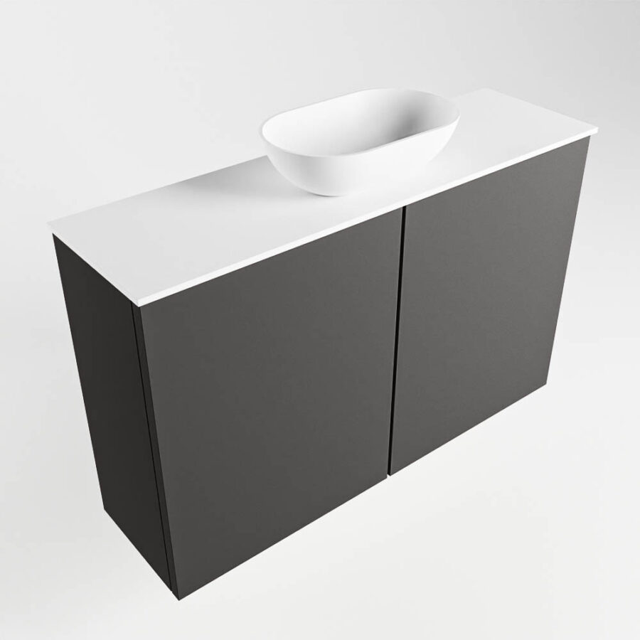 MONDIAZ FOWY toiletmeubel 80cm kleur dark grey. Waskom positie midden kleur talc | talc. Zonder kraangat - Afbeelding 4