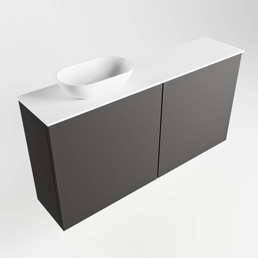 MONDIAZ FOWY toiletmeubel 100cm kleur dark grey. Waskom positie links kleur talc | talc. Met 1 kraangat - Afbeelding 4