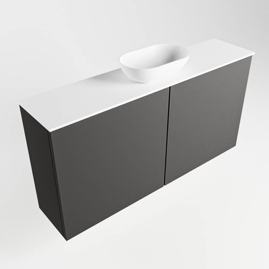 MONDIAZ FOWY toiletmeubel 100cm kleur dark grey. Waskom positie midden kleur talc | talc. Zonder kraangat - Afbeelding 4