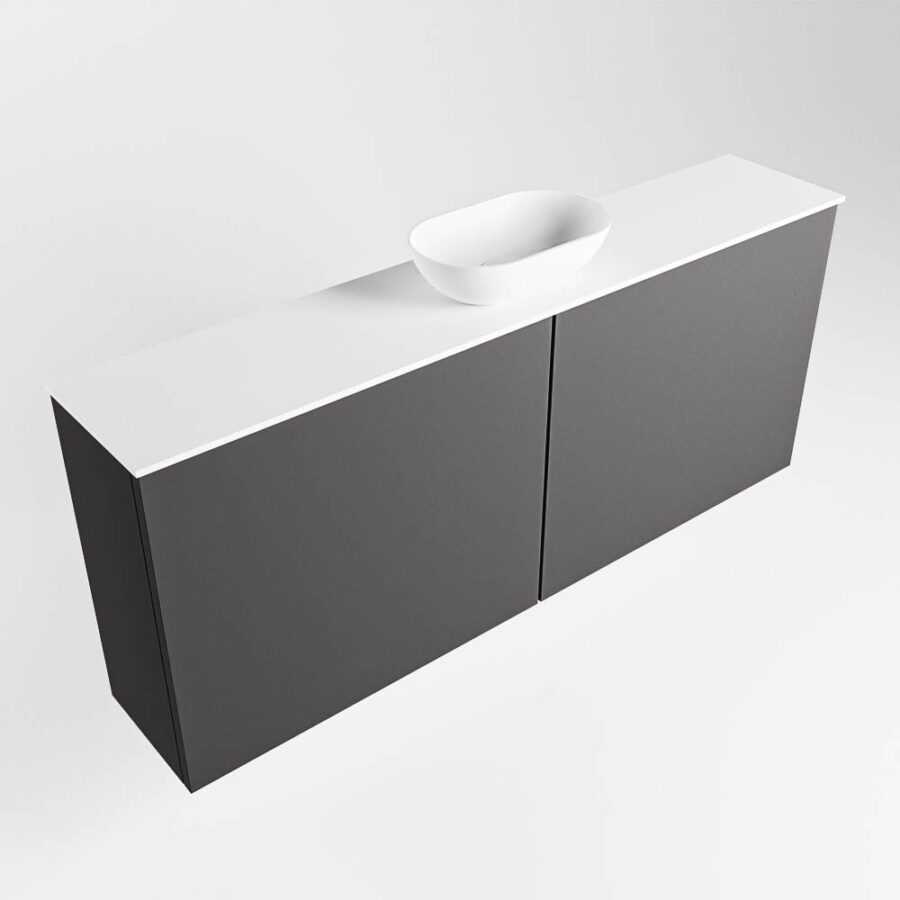 MONDIAZ FOWY toiletmeubel 120cm kleur dark grey. Waskom positie midden kleur talc | talc. Met 1 kraangat - Afbeelding 4