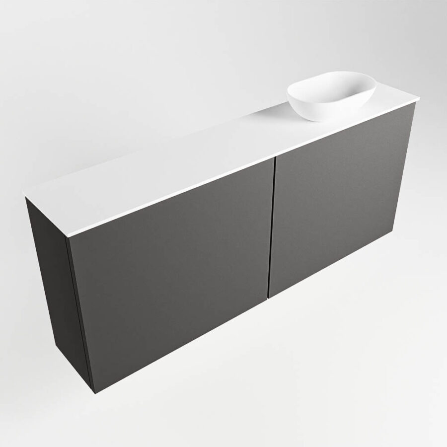 MONDIAZ FOWY toiletmeubel 120cm kleur dark grey. Waskom positie rechts kleur talc | talc. Met 1 kraangat - Afbeelding 4
