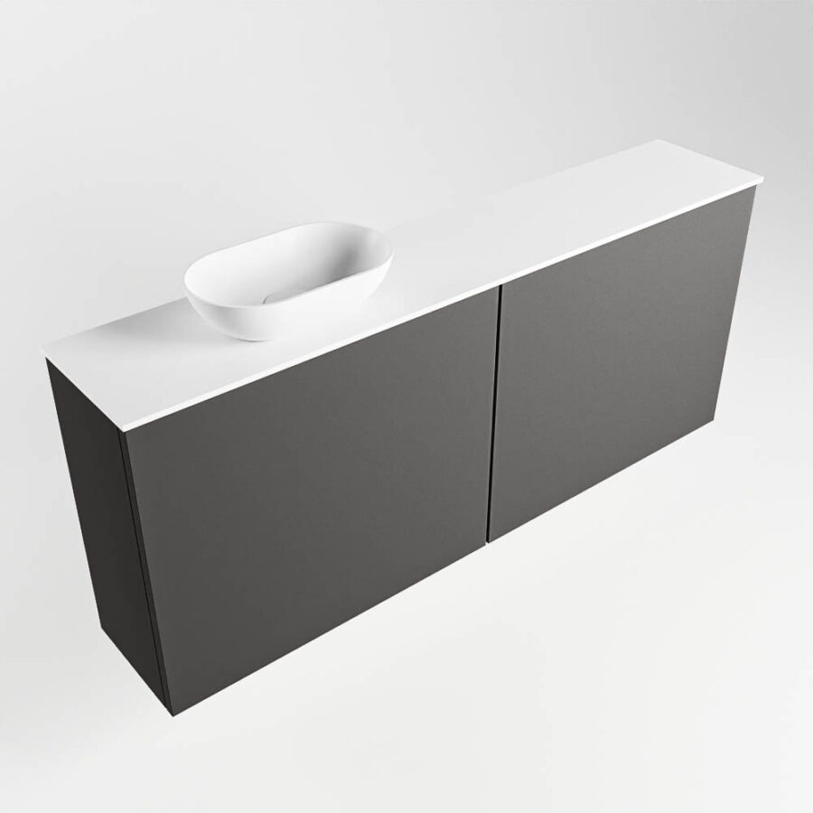 MONDIAZ FOWY toiletmeubel 120cm kleur dark grey. Waskom positie links kleur talc | talc. Zonder kraangat - Afbeelding 4