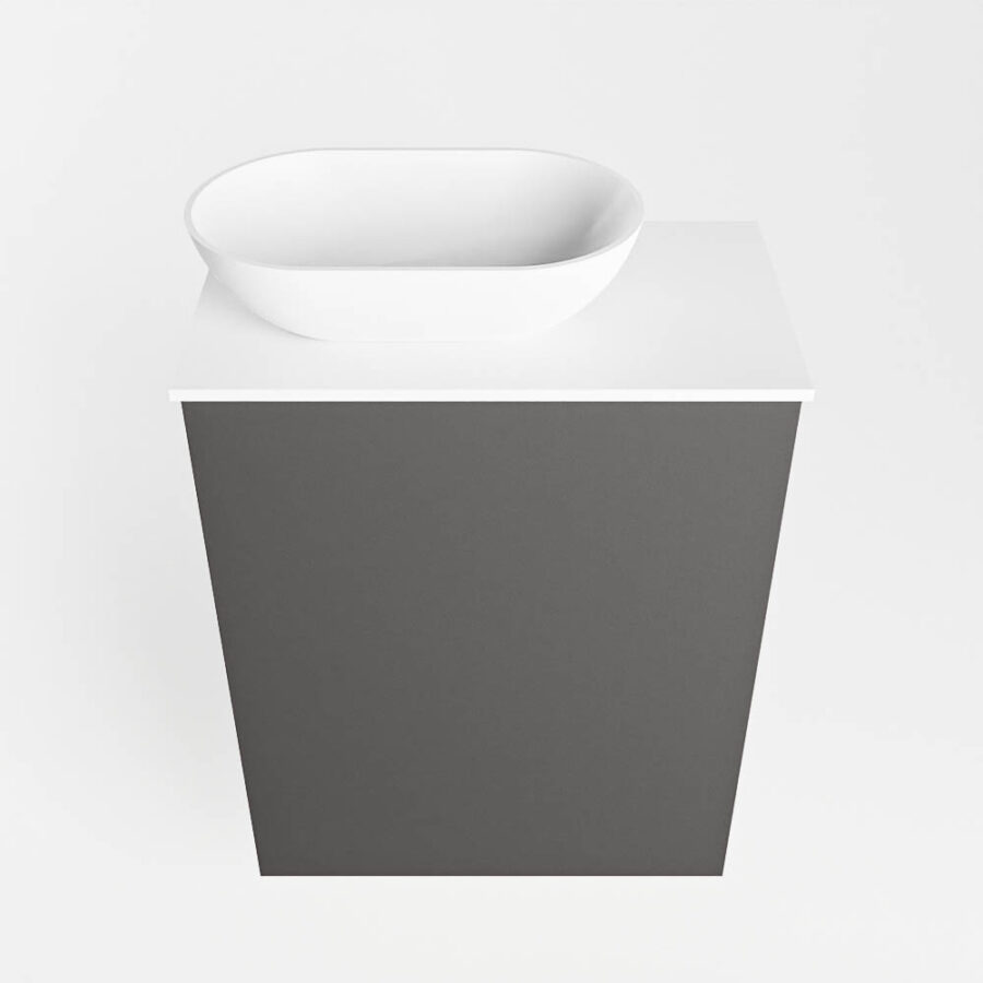 MONDIAZ FOWY toiletmeubel 40cm kleur dark grey. Waskom positie links kleur talc | talc. Met 1 kraangat - Afbeelding 5