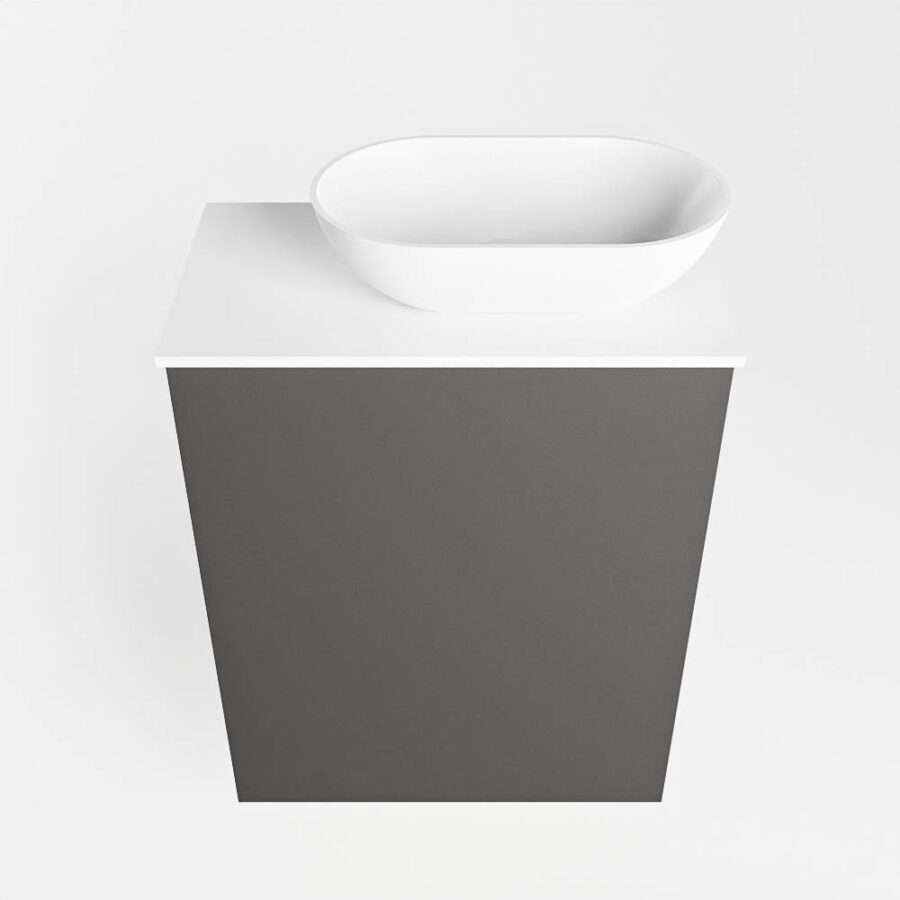 MONDIAZ FOWY toiletmeubel 40cm kleur dark grey. Waskom positie rechts kleur talc | talc. Met 1 kraangat - Afbeelding 5