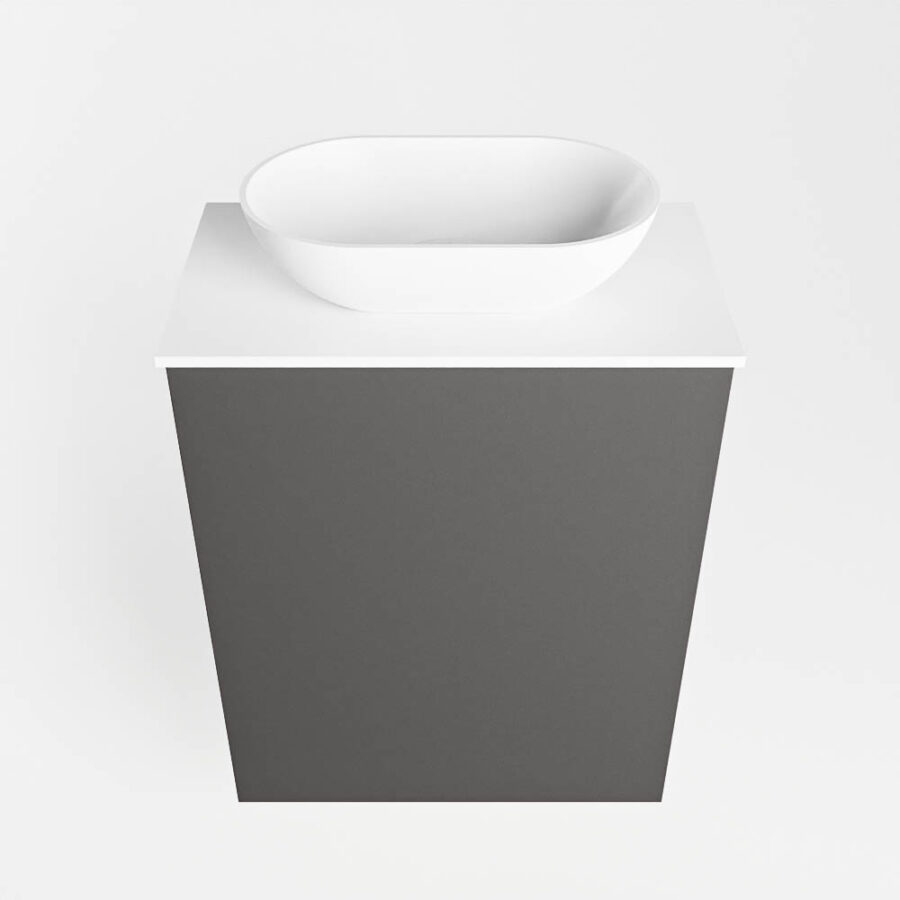 MONDIAZ FOWY toiletmeubel 40cm kleur dark grey. Waskom positie midden kleur talc | talc. Zonder kraangat - Afbeelding 5