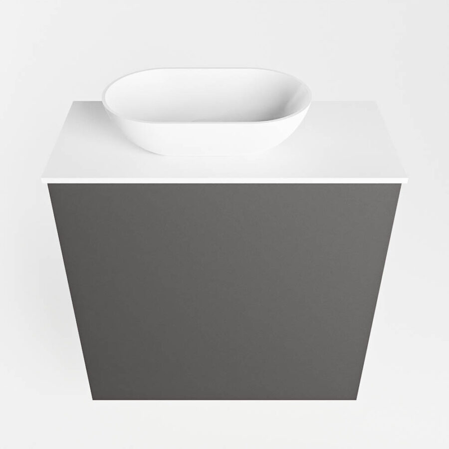 MONDIAZ FOWY toiletmeubel 50cm kleur dark grey. Waskom positie links kleur talc | talc. Met 1 kraangat - Afbeelding 5