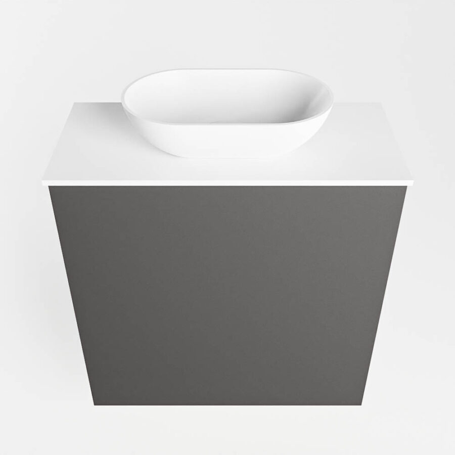MONDIAZ FOWY toiletmeubel 50cm kleur dark grey. Waskom positie midden kleur talc | talc. Zonder kraangat - Afbeelding 5