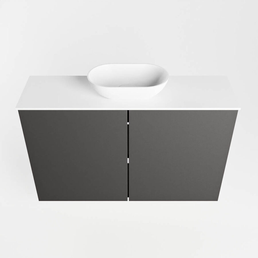 MONDIAZ FOWY toiletmeubel 80cm kleur dark grey. Waskom positie midden kleur talc | talc. Met 1 kraangat - Afbeelding 5