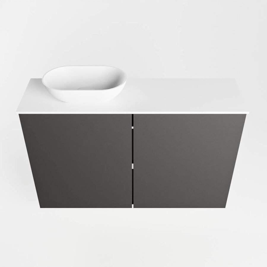 MONDIAZ FOWY toiletmeubel 80cm kleur dark grey. Waskom positie links kleur talc | talc. Met 1 kraangat - Afbeelding 5