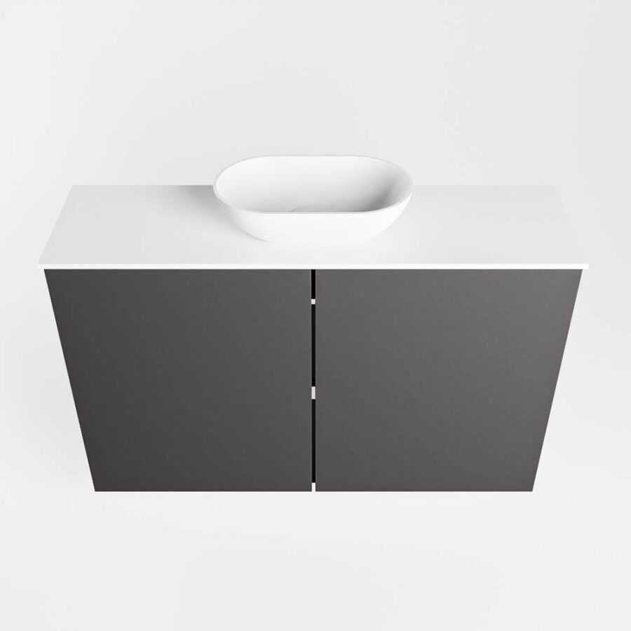 MONDIAZ FOWY toiletmeubel 80cm kleur dark grey. Waskom positie midden kleur talc | talc. Zonder kraangat - Afbeelding 5