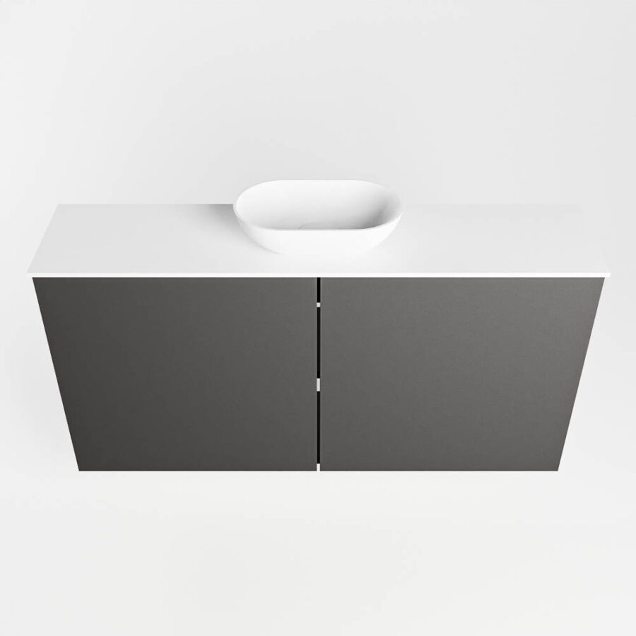 MONDIAZ FOWY toiletmeubel 100cm kleur dark grey. Waskom positie midden kleur talc | talc. Met 1 kraangat - Afbeelding 5
