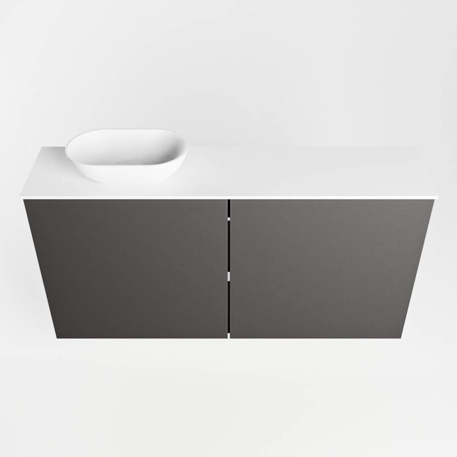 MONDIAZ FOWY toiletmeubel 100cm kleur dark grey. Waskom positie links kleur talc | talc. Met 1 kraangat - Afbeelding 5