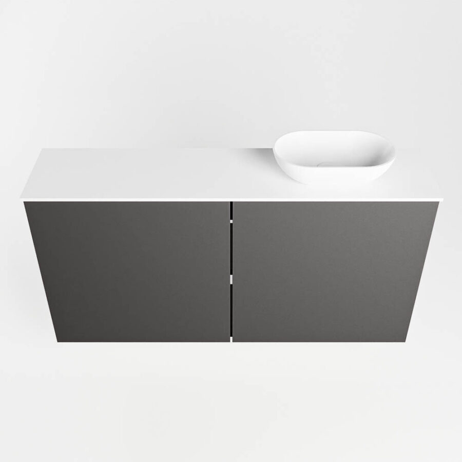 MONDIAZ FOWY toiletmeubel 100cm kleur dark grey. Waskom positie rechts kleur talc | talc. Met 1 kraangat - Afbeelding 5